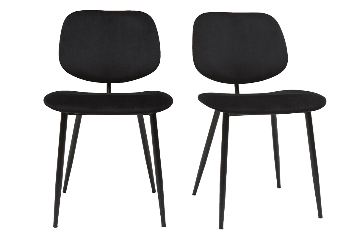 Chaises noires en tissu velours et mtal (lot de 2) TOBIAS