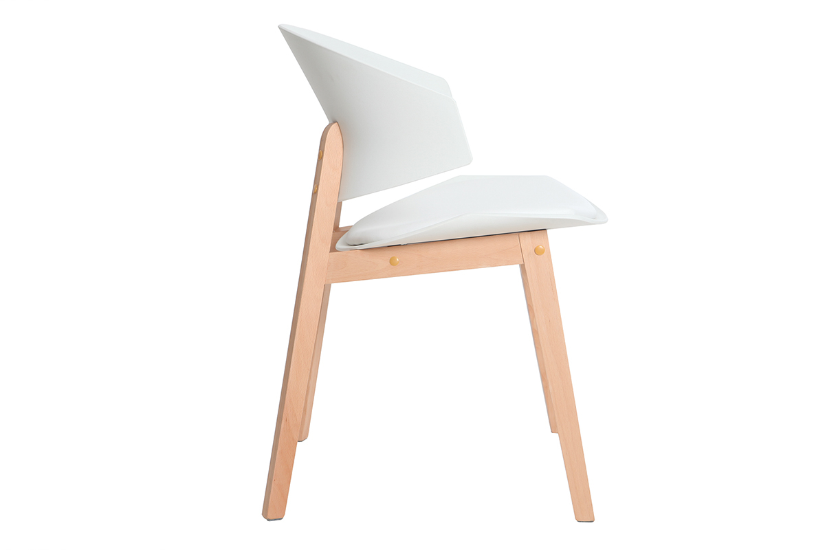 Chaises scandinaves blanc et bois clair (lot de 2) BLOEM