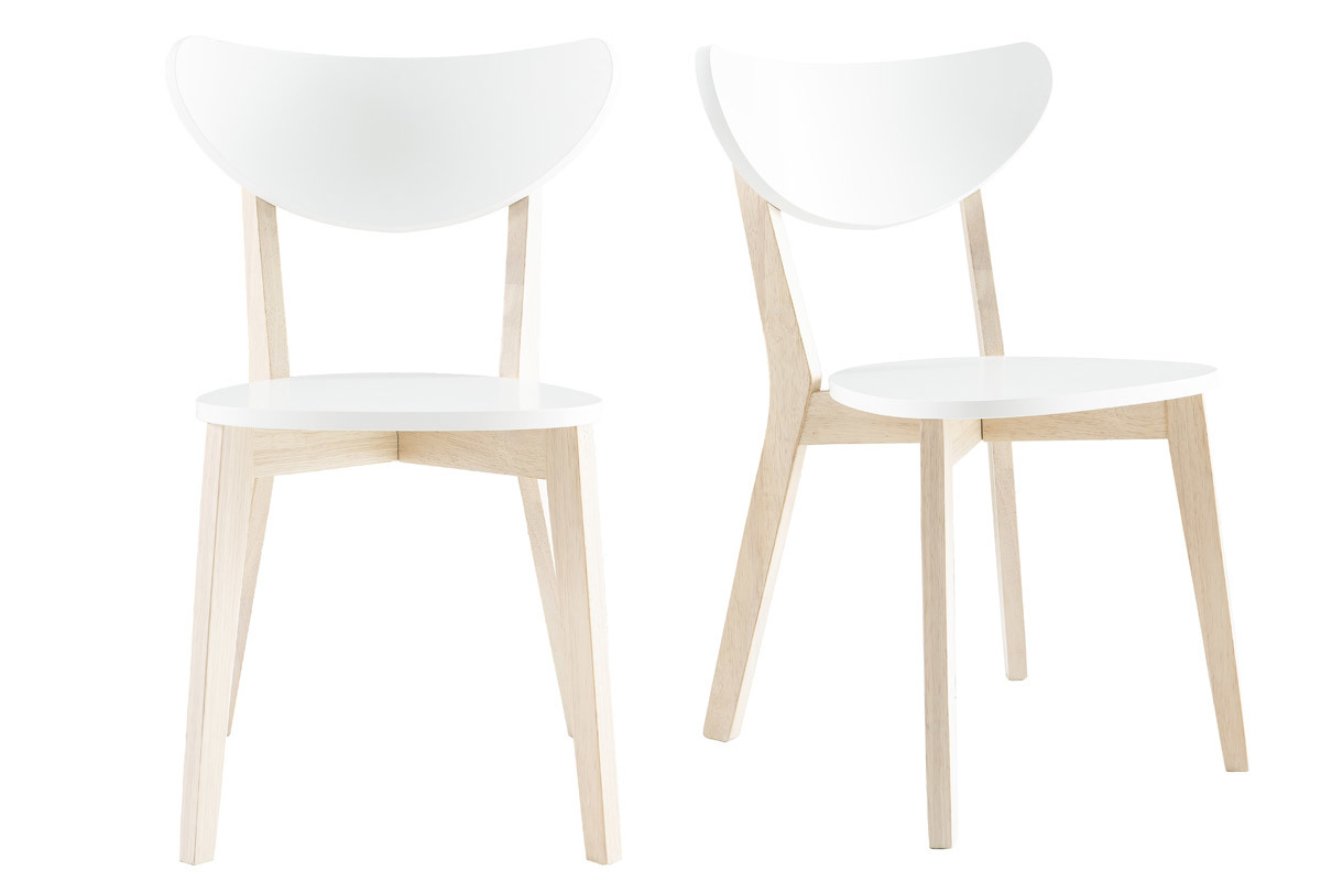 Chaises scandinaves blanc et bois clair (lot de 2) LEENA