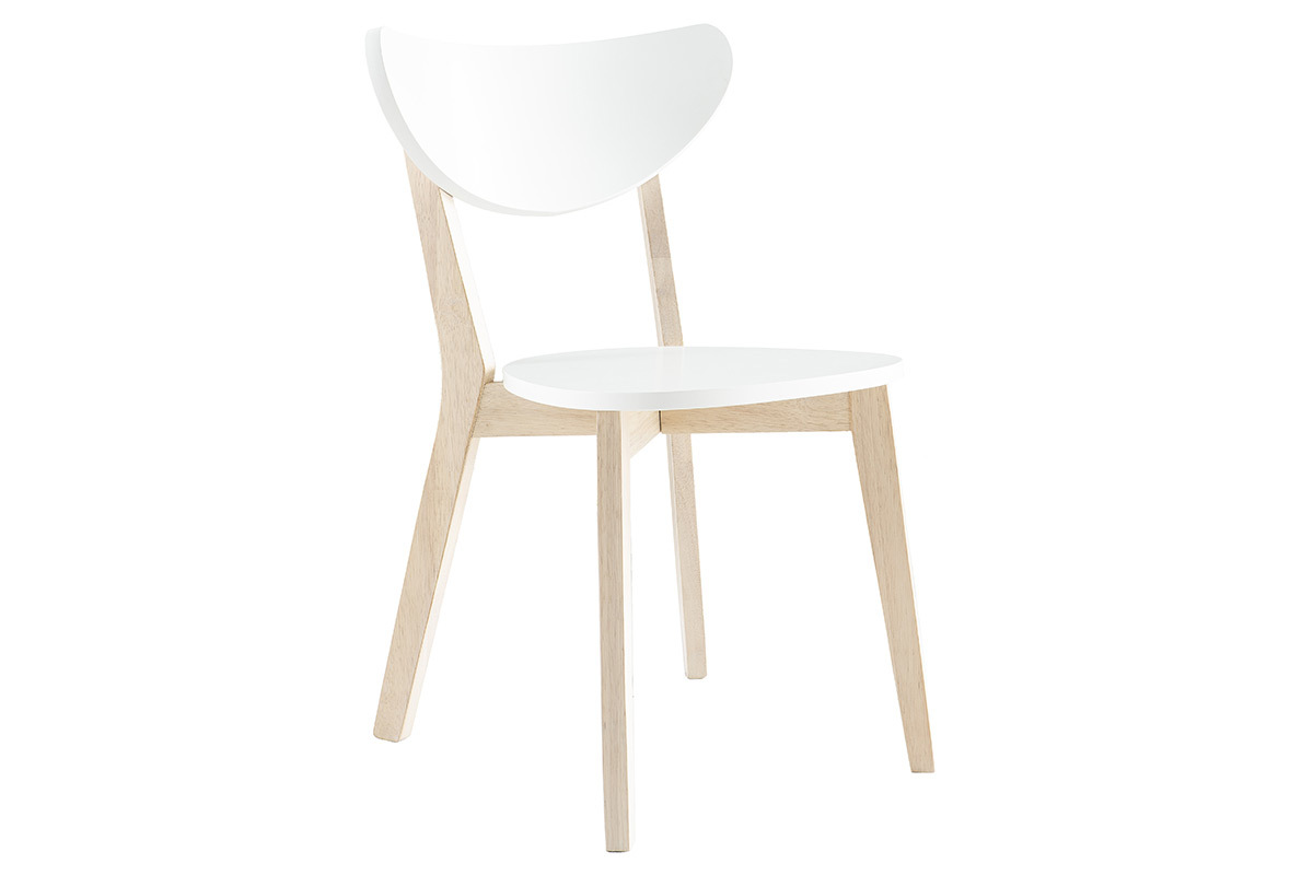 Chaises scandinaves blanc et bois clair (lot de 2) LEENA