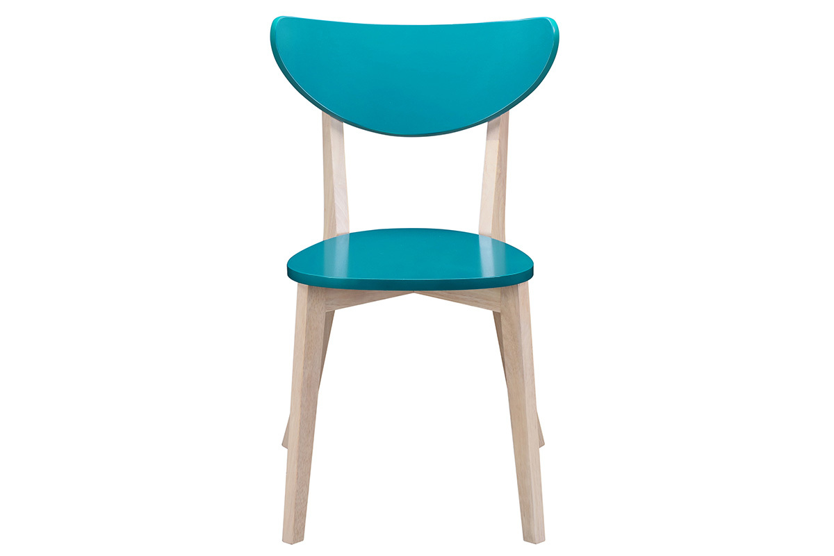 Chaises scandinaves bleu canard et bois clair (lot de 2) LEENA