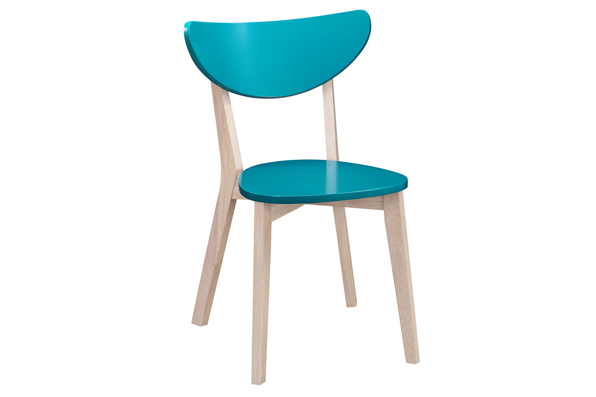 Chaises scandinaves bleu canard et bois clair (lot de 2) LEENA