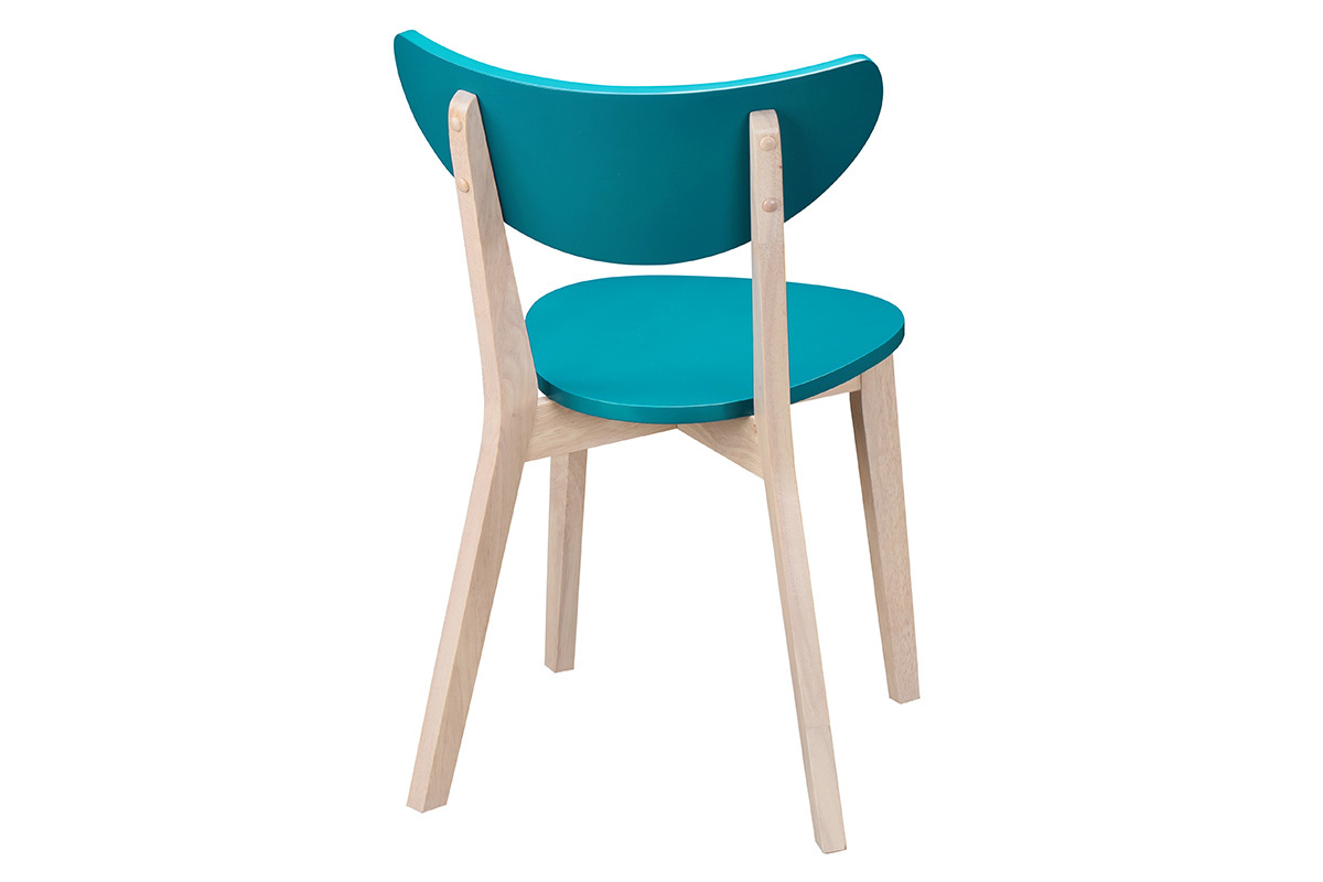 Chaises scandinaves bleu canard et bois clair (lot de 2) LEENA