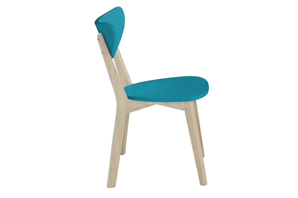 Chaises scandinaves bleu canard et bois clair (lot de 2) LEENA