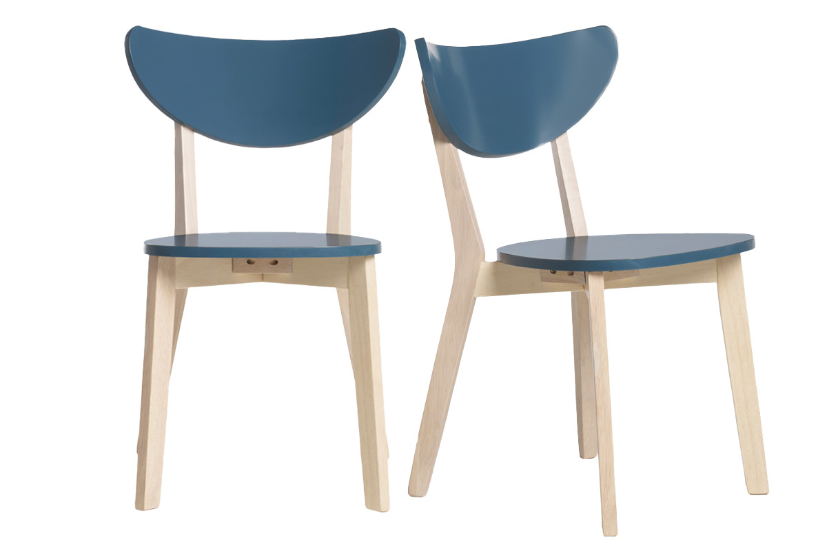 Chaises scandinaves bleu et bois clair (lot de 2) LEENA