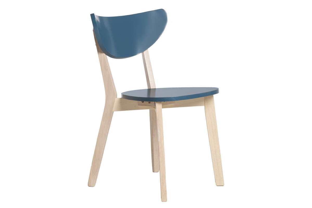 Chaises scandinaves bleu et bois clair (lot de 2) LEENA