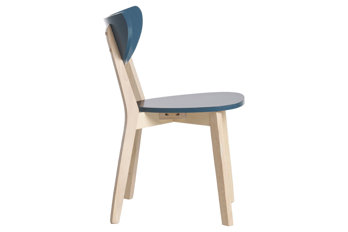 Chaises scandinaves bleu et bois clair (lot de 2) LEENA