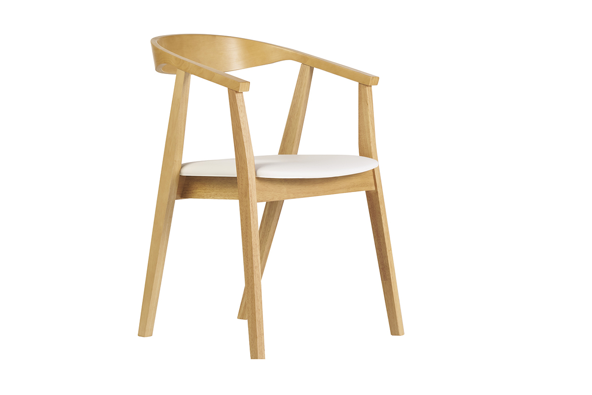 Chaises scandinaves design blanc et bois clair (lot de 2) BAHIA