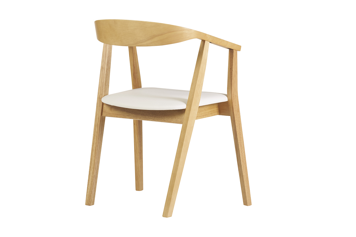 Chaises scandinaves design blanc et bois clair (lot de 2) BAHIA