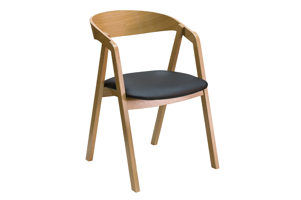 Chaises scandinaves empilables en bois clair chne et assises noires (lot de 2) LOVA