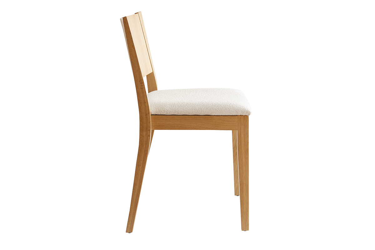 Chaises scandinaves empilables en bois clair chne et tissu effet laine boucle blanc cass (lot de 2) MELVIL