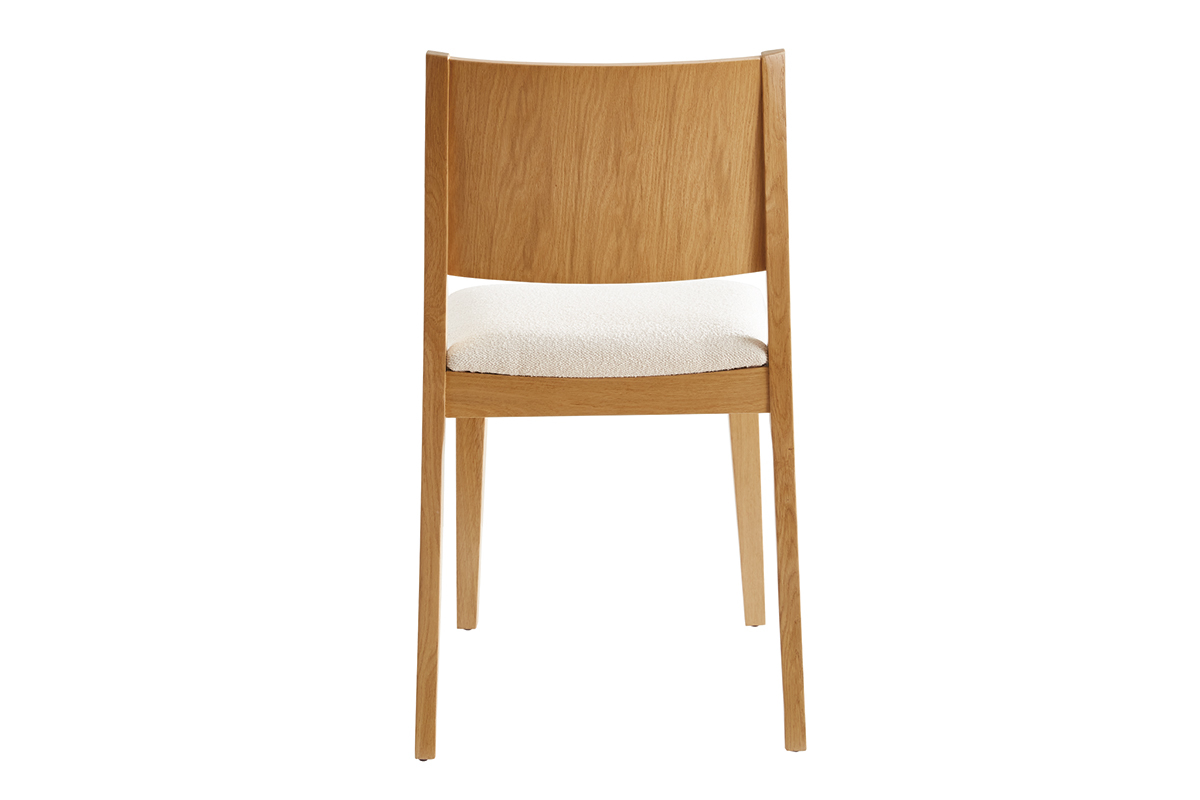 Chaises scandinaves empilables en bois clair chne et tissu effet laine boucle blanc cass (lot de 2) MELVIL