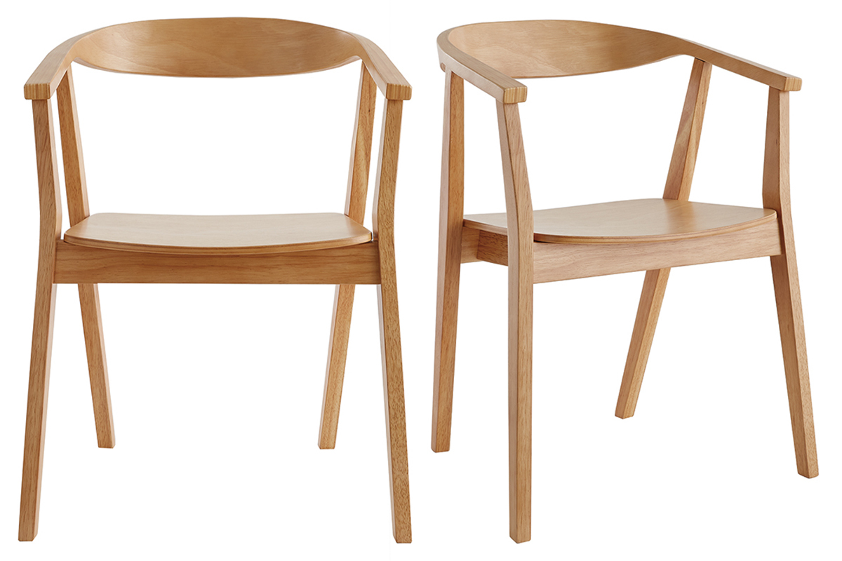 Chaises scandinaves en bois clair (lot de 2) BAHIA