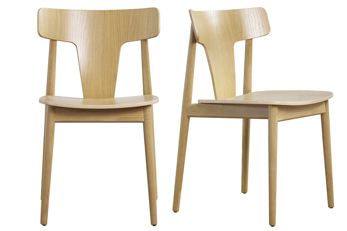 Chaises scandinaves en bois clair chne massif (lot de 2) LOUISA