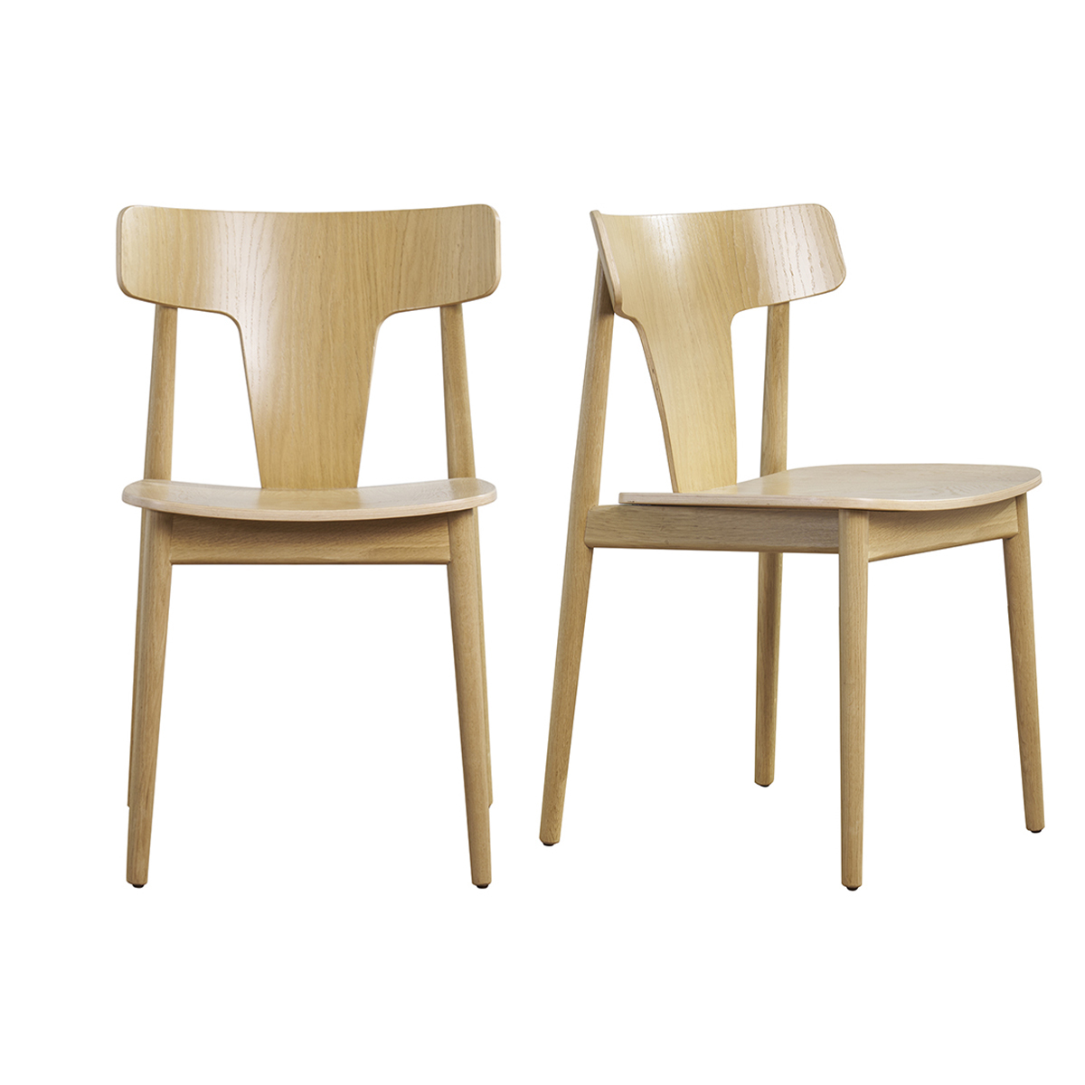 Chaises scandinaves en bois clair chêne massif (lot de 2) LOUISA