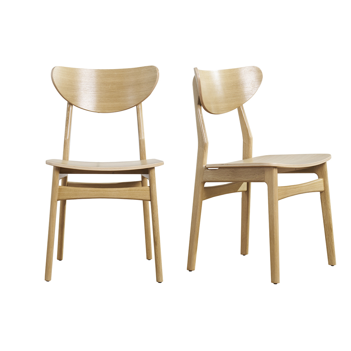 Chaises scandinaves en bois clair chêne massif (lot de 2) MAYA