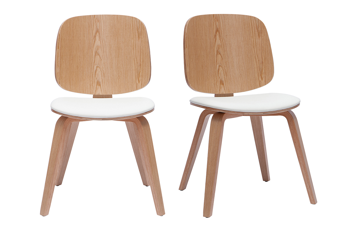 Chaises scandinaves en bois clair et blanc (lot de 2) BECK