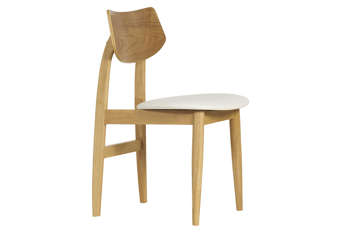 Chaises scandinaves en bois clair et blanc (lot de 2) ELION