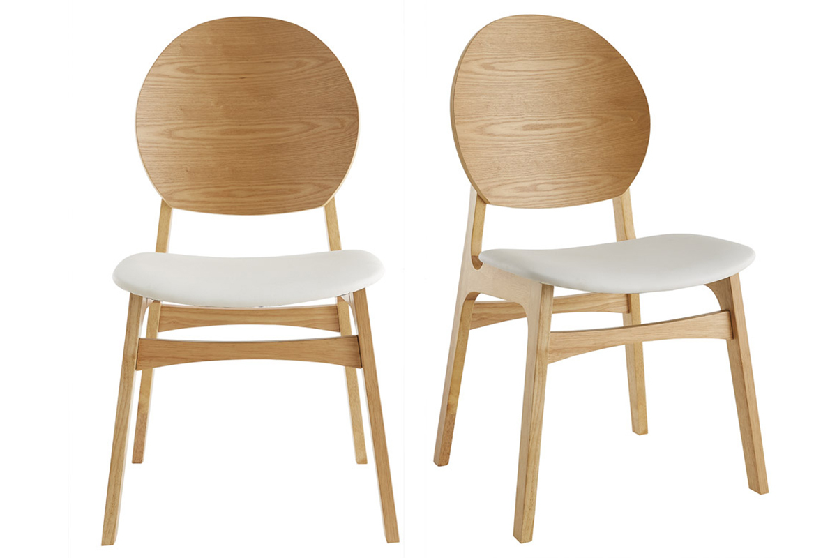 Chaises scandinaves en bois clair et blanc (lot de 2) ELTON