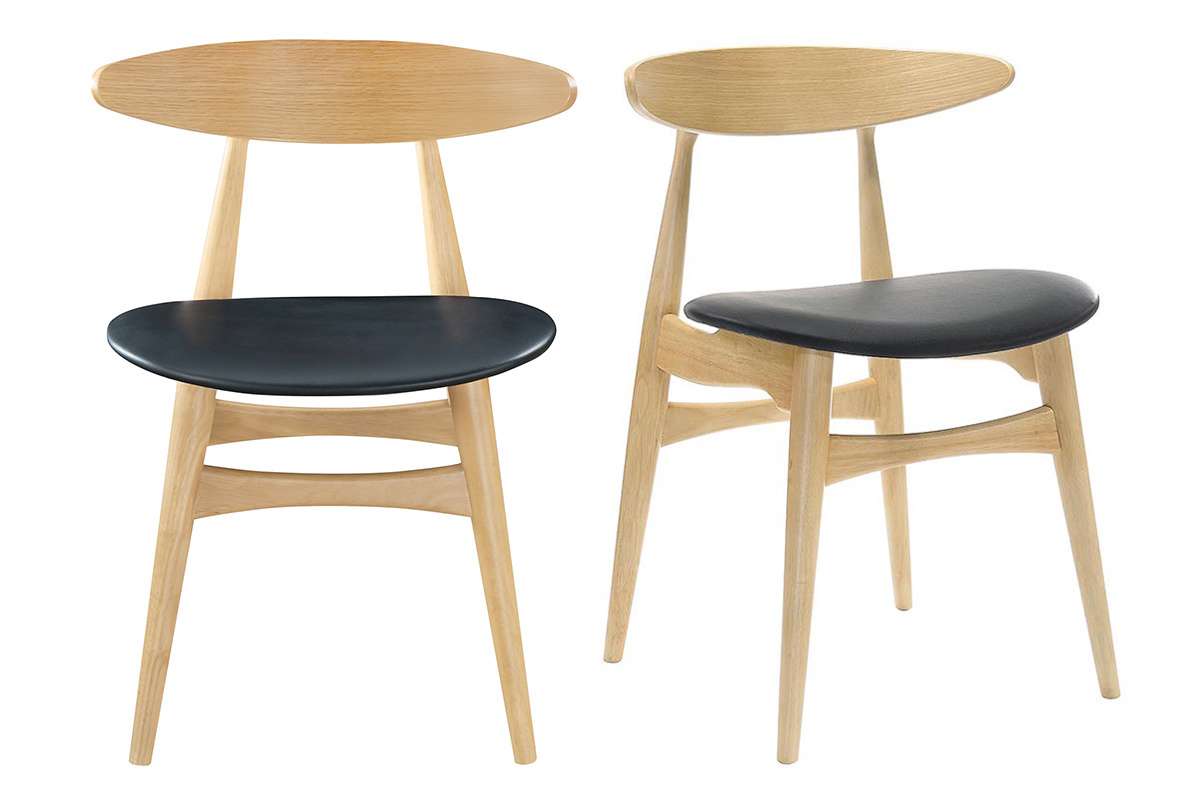 Chaises scandinaves en bois clair et noir (lot de 2) WALFORD