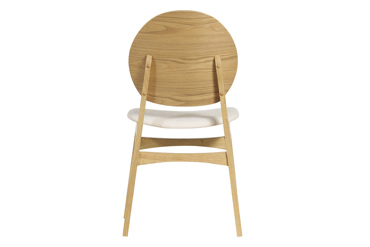 Chaises scandinaves en bois clair et tissu effet laine boucle blanc (lot de 2) ELTON