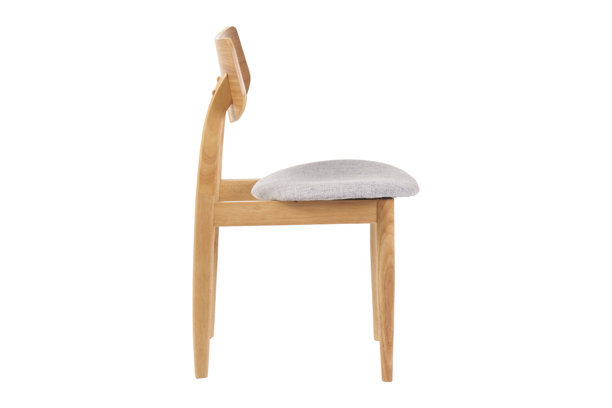 Chaises scandinaves en bois clair et tissu gris clair (lot de 2) ELION