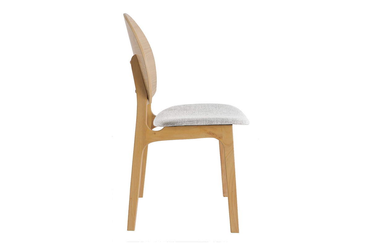 Chaises scandinaves en bois clair et tissu gris clair (lot de 2) ELTON