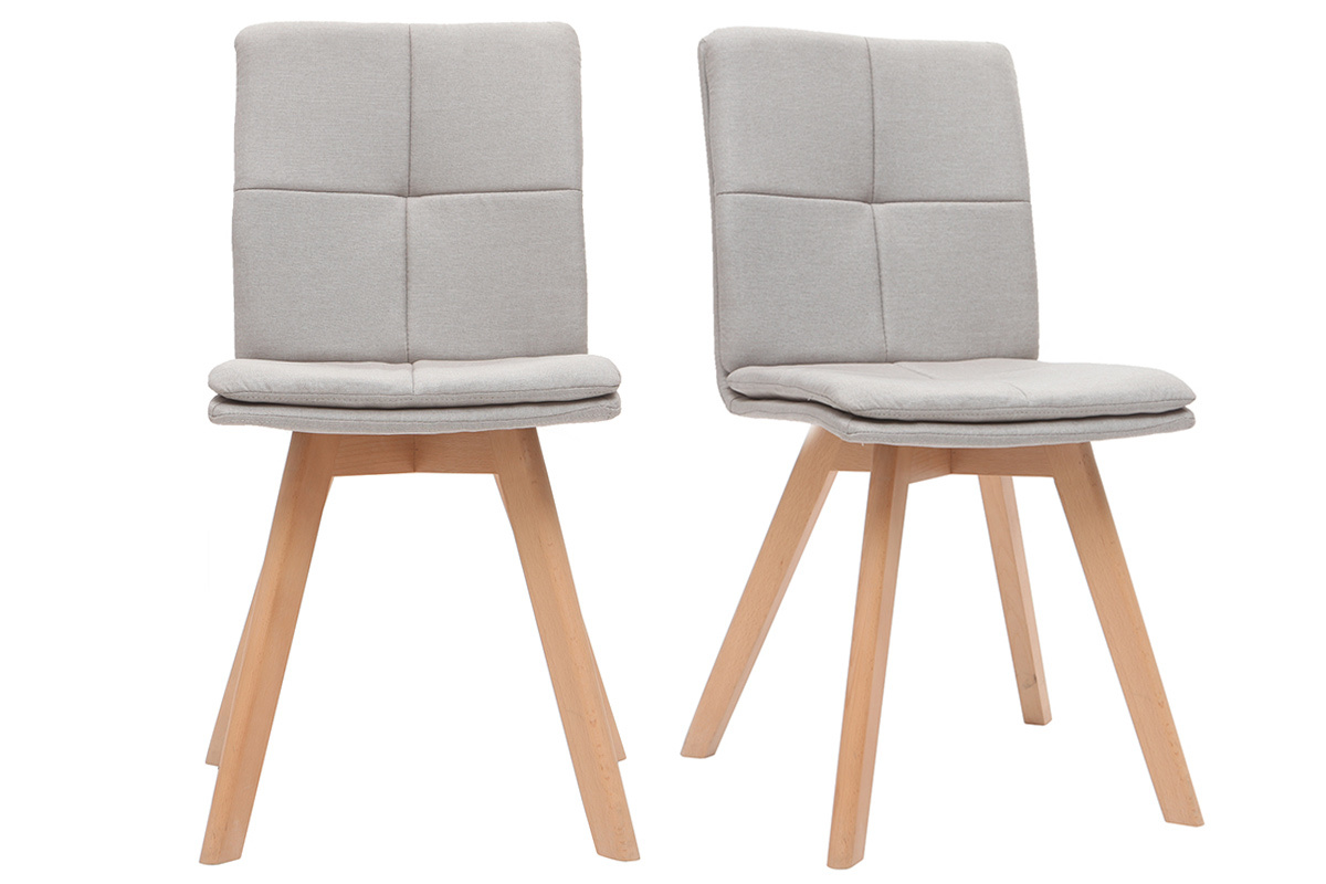 Chaises scandinaves en tissu beige et bois clair (lot de 2) THEA