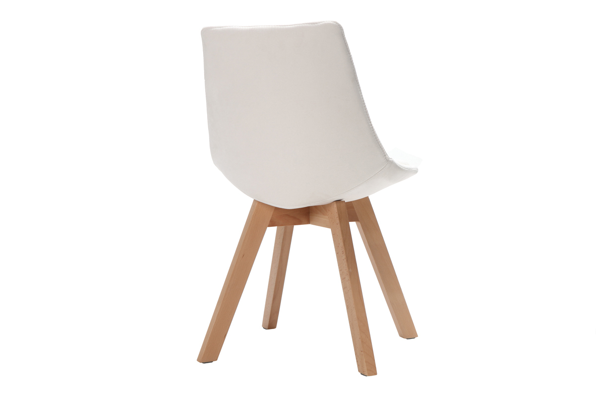 Chaises scandinaves en tissu blanc cass et bois clair massif (lot de 2) MATILDE