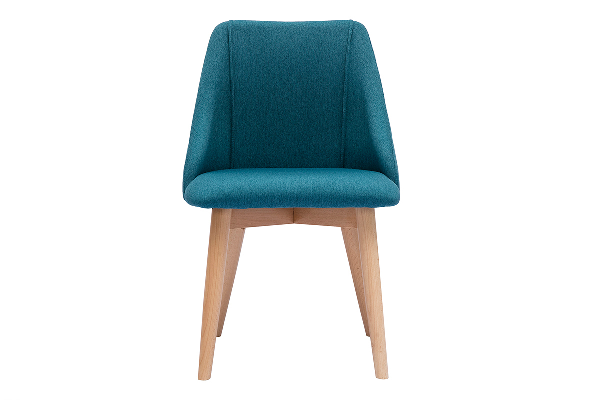 Chaises scandinaves en tissu bleu canard et bois clair (lot de 2) HIGGINS