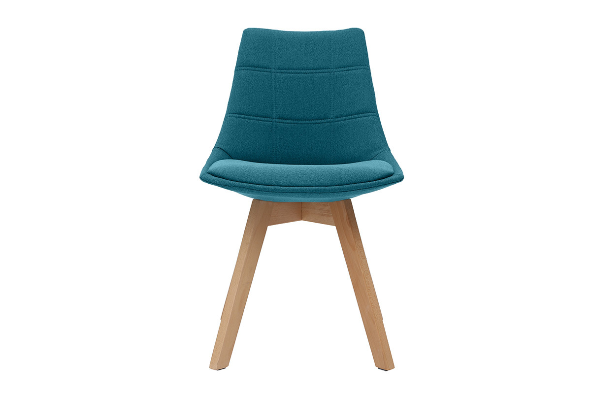 Chaises scandinaves en tissu bleu canard et bois clair (lot de 2) MATILDE