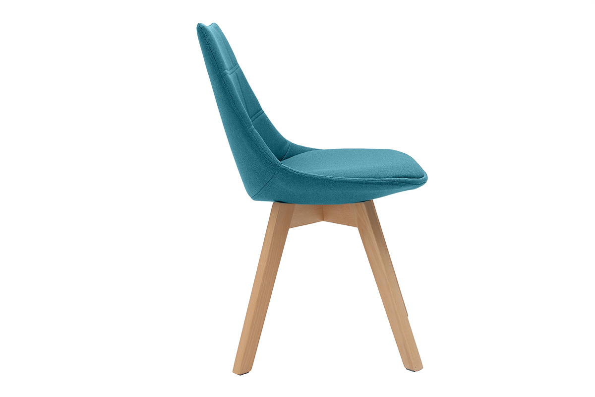 Chaises scandinaves en tissu bleu canard et bois clair (lot de 2) MATILDE