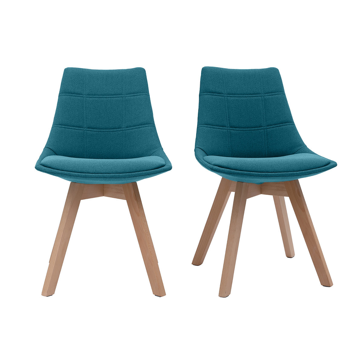 Chaises scandinaves en tissu bleu canard et bois clair (lot de 2) MATILDE