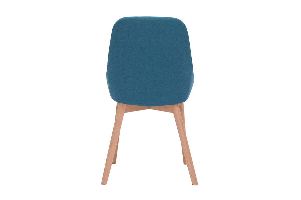 Chaises scandinaves en tissu bleu canard et bois clair massif (lot de 2) HOLO