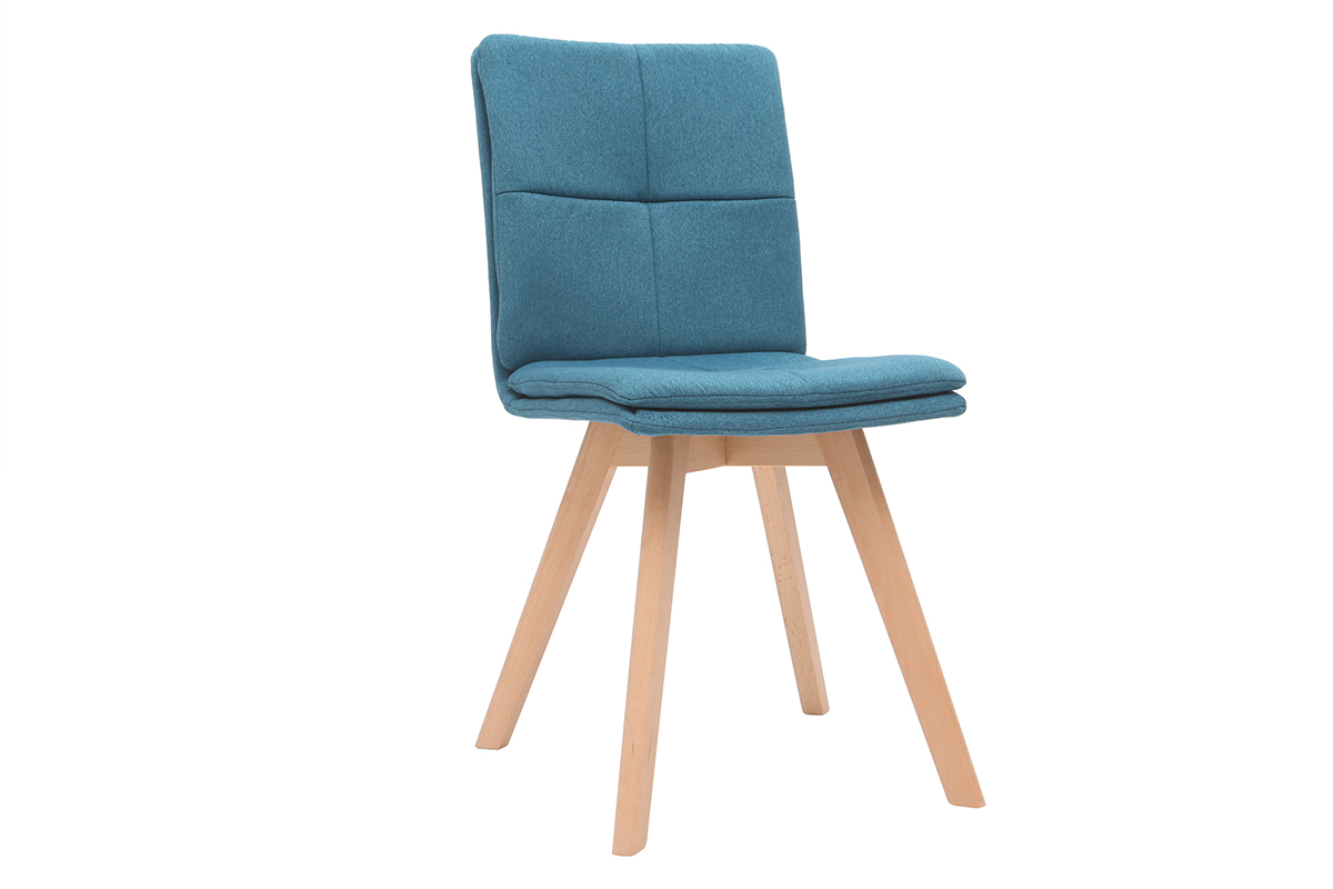 Chaises scandinaves en tissu bleu et bois clair (lot de 2) THEA