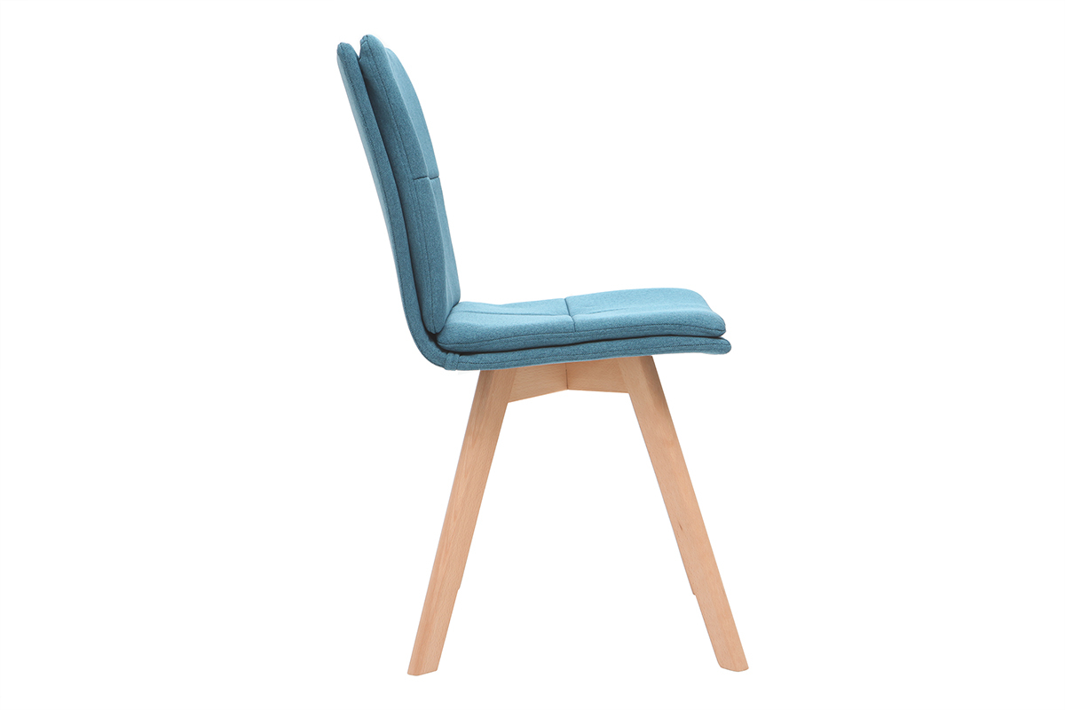 Chaises scandinaves en tissu bleu et bois clair (lot de 2) THEA