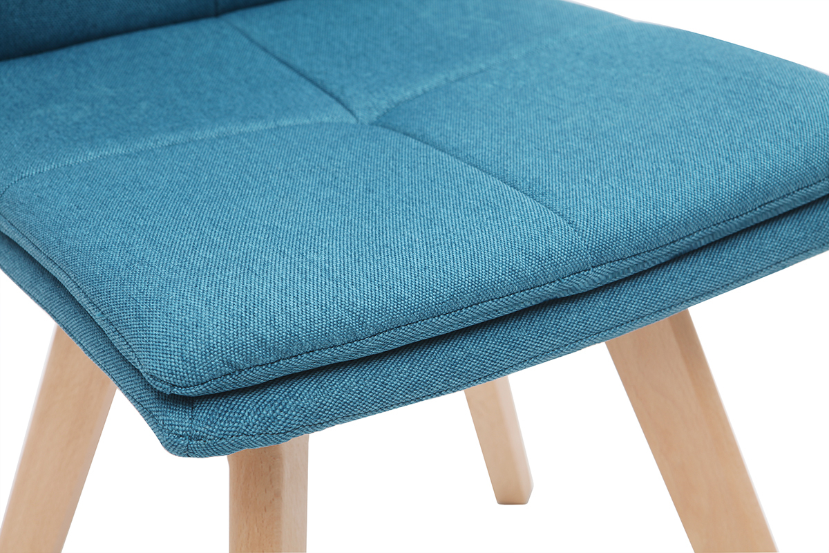 Chaises scandinaves en tissu bleu et bois clair (lot de 2) THEA