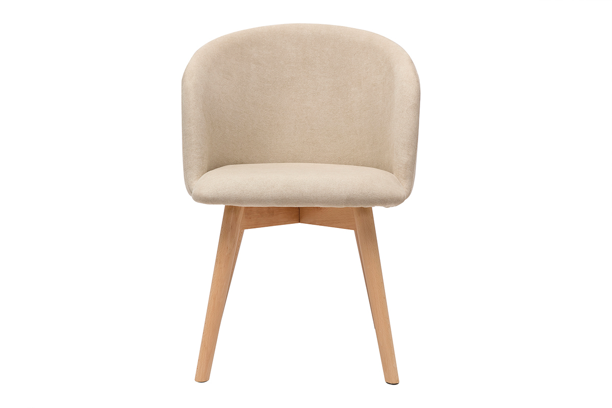 Chaises scandinaves en tissu effet velours beige et bois clair massif (lot de 2) VANITY