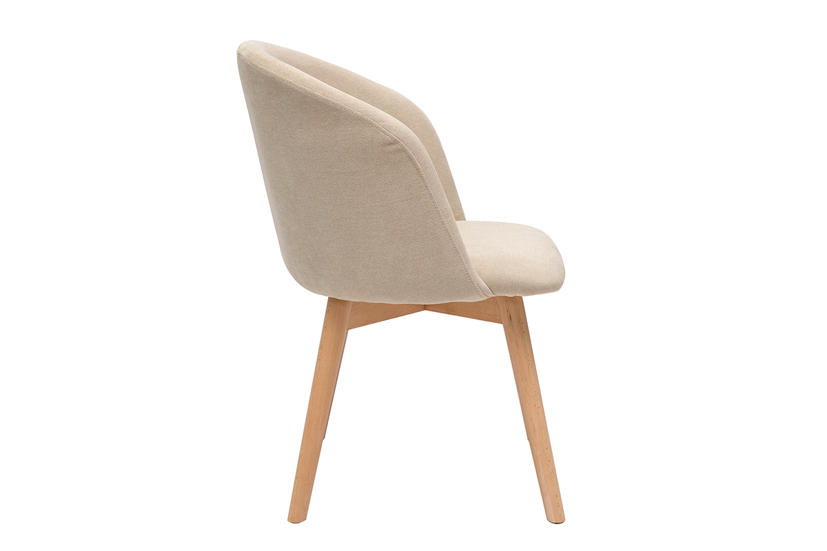 Chaises scandinaves en tissu effet velours beige et bois clair massif (lot de 2) VANITY