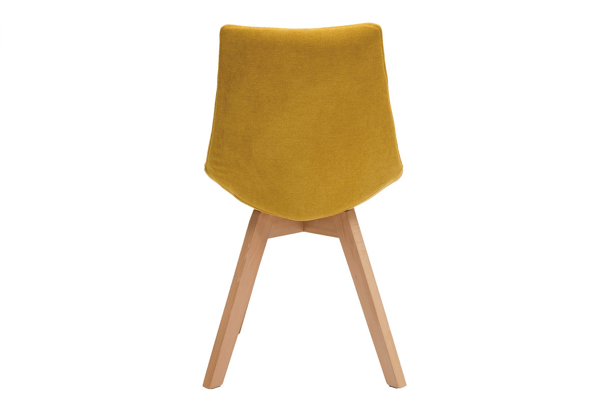 Chaises scandinaves en tissu effet velours jaune moutarde et bois clair (lot de 2) MATILDE