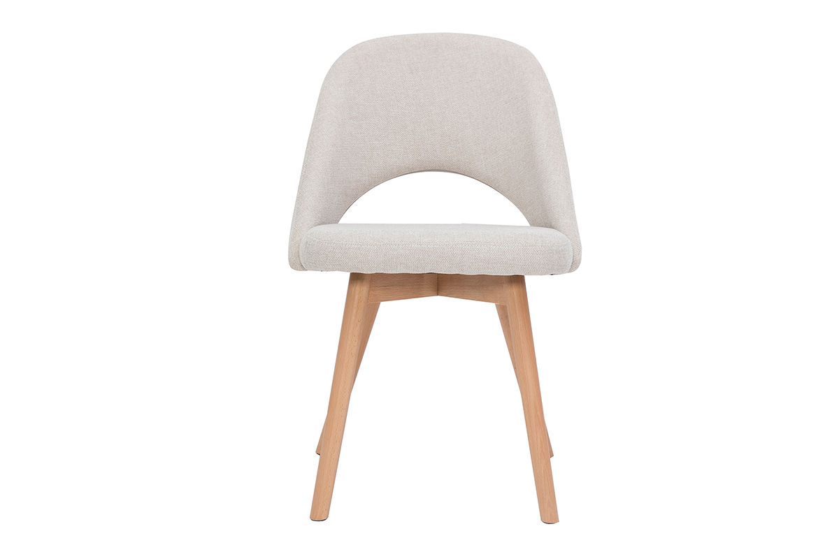 Chaises scandinaves en tissu effet velours textur beige et bois clair (lot de 2) COSETTE