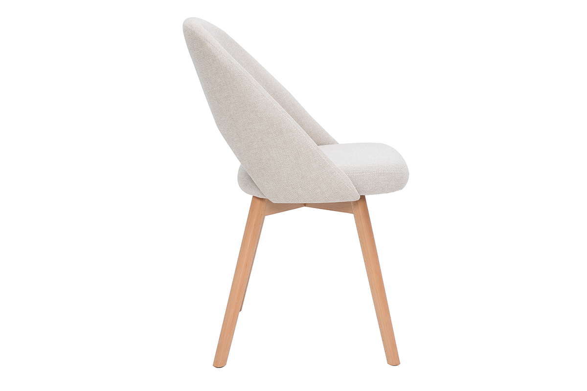 Chaises scandinaves en tissu effet velours textur beige et bois clair (lot de 2) COSETTE