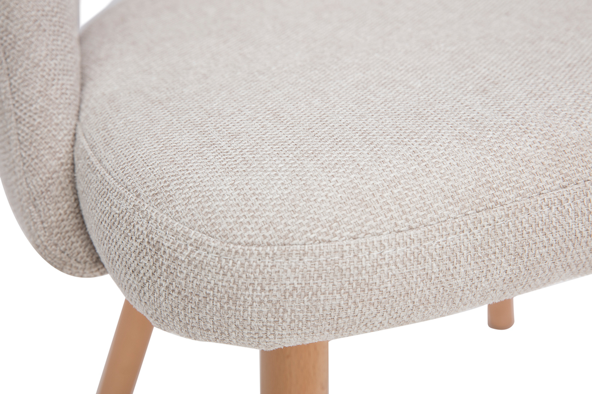 Chaises scandinaves en tissu effet velours textur beige et bois clair (lot de 2) COSETTE