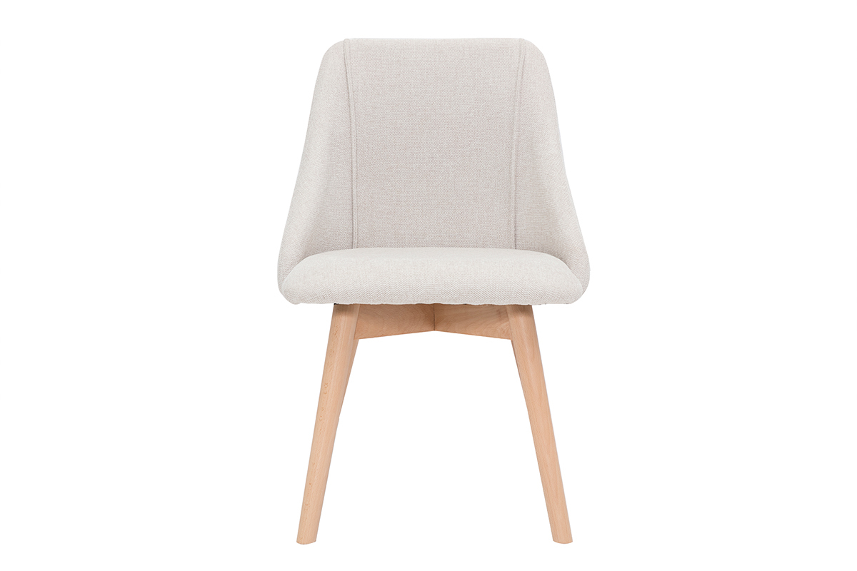 Chaises scandinaves en tissu effet velours textur beige et bois clair (lot de 2) HIGGINS