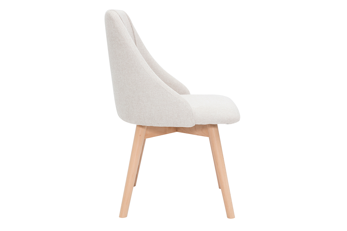 Chaises scandinaves en tissu effet velours textur beige et bois clair (lot de 2) HIGGINS