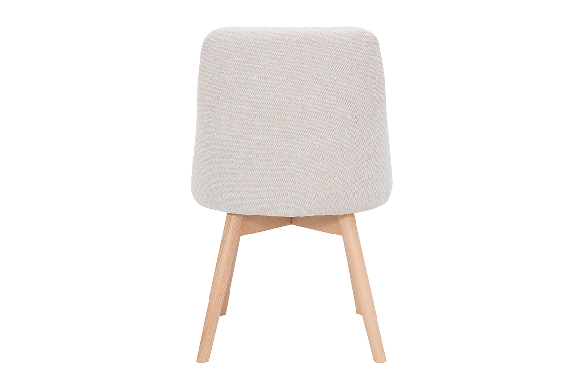 Chaises scandinaves en tissu effet velours textur beige et bois clair (lot de 2) HIGGINS