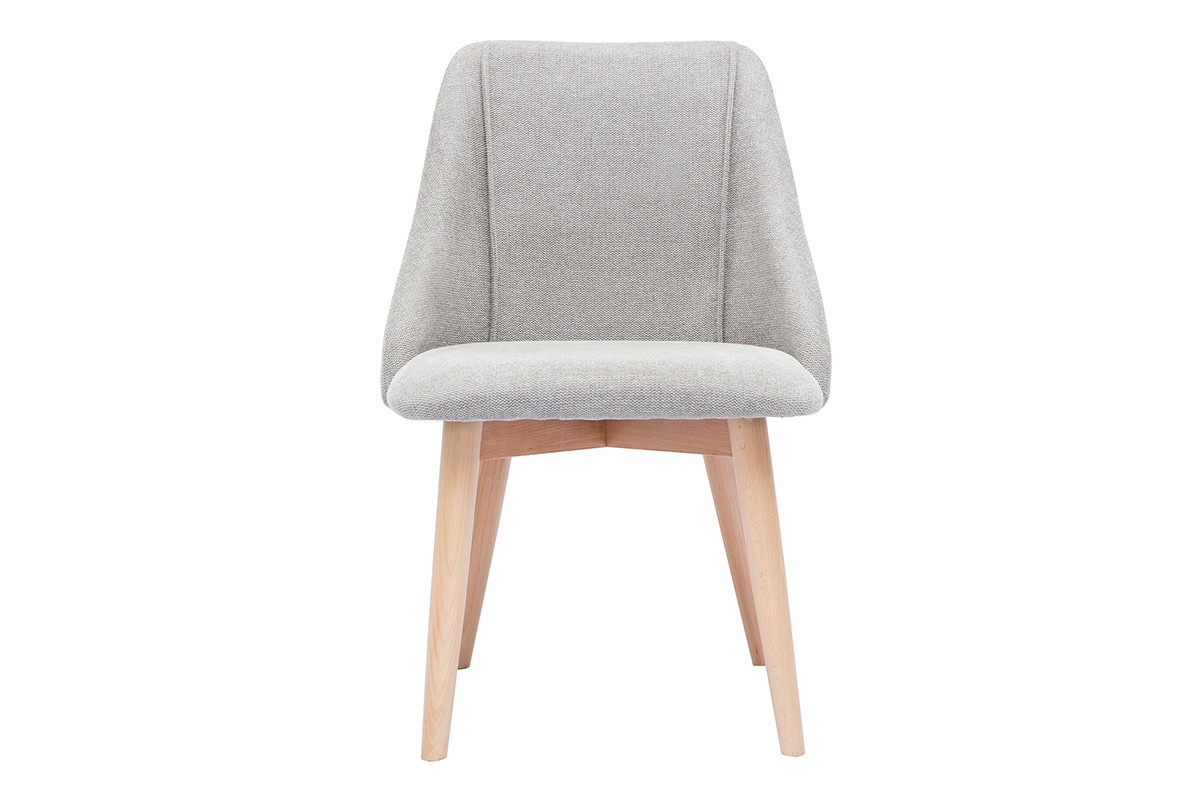 Chaises scandinaves en tissu effet velours textur gris clair et bois clair (lot de 2) HIGGINS