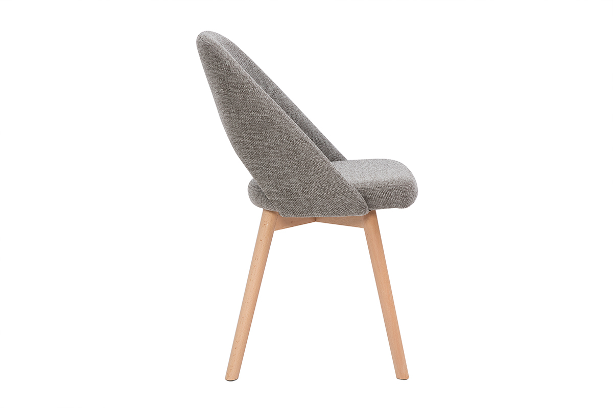 Chaises scandinaves en tissu effet velours textur gris et bois clair (lot de 2) COSETTE