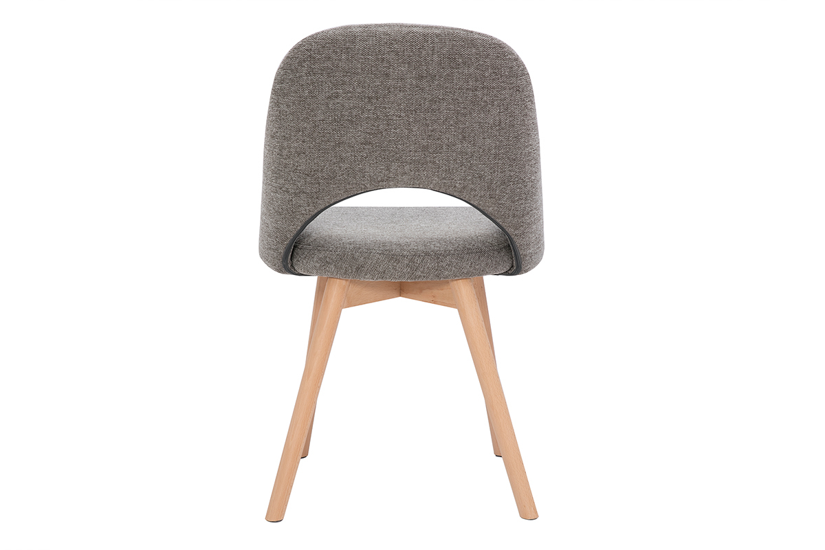 Chaises scandinaves en tissu effet velours textur gris et bois clair (lot de 2) COSETTE