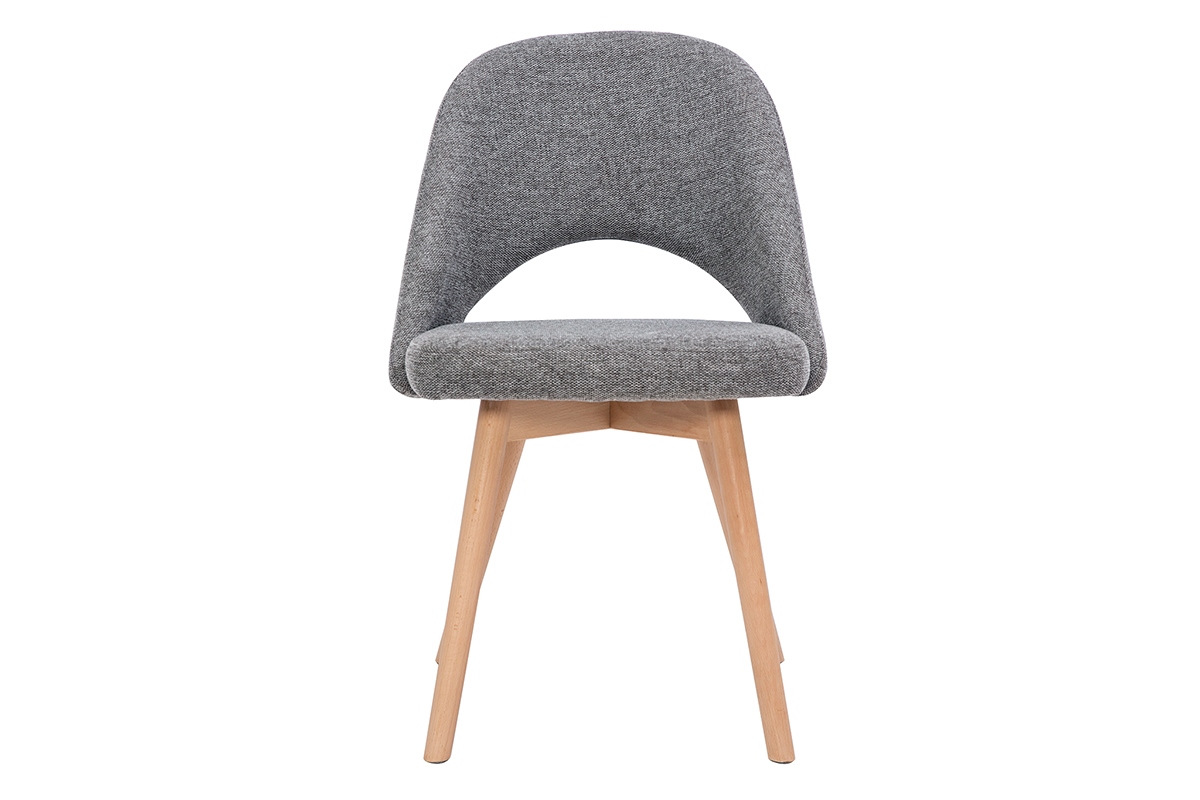 Chaises scandinaves en tissu effet velours textur gris et bois clair (lot de 2) COSETTE